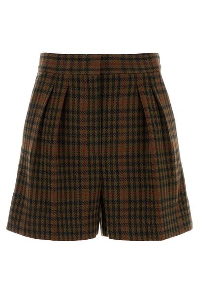 Max Mara Parata Pleated Check Shorts