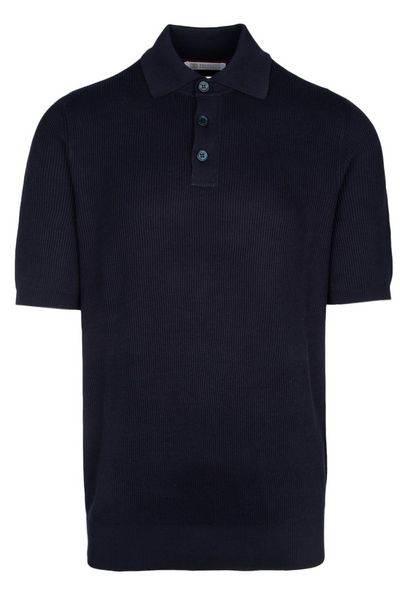 Brunello Cucinelli Short-Sleeved Ribbed Polo Shirt