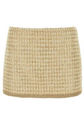 Miu Miu Logo-Patch Sequined Tweed Mini Skirt
