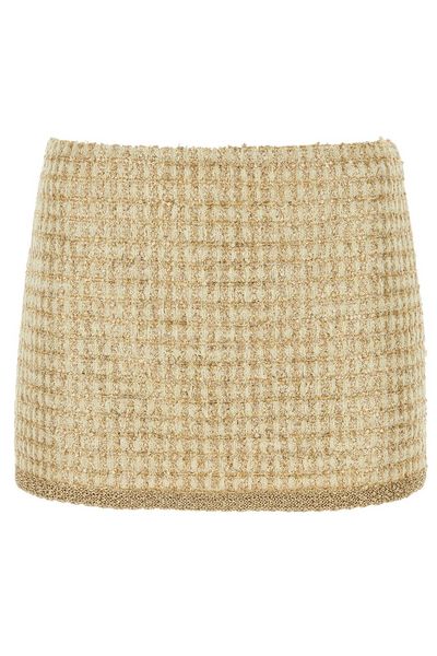 Miu Miu Logo-Patch Sequined Tweed Mini Skirt