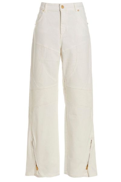Blumarine High Waist Ribbed-Knee Detailed Jeans