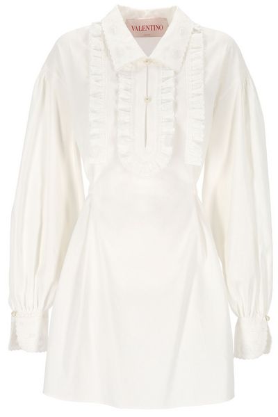 Valentino Ruffled Long-Sleeved Mini Dress