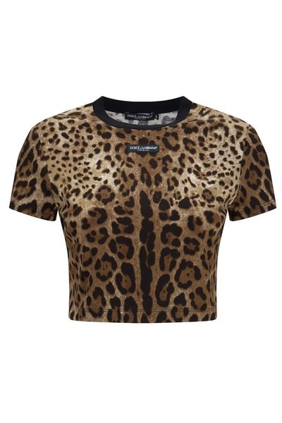 Dolce & Gabbana Leopard Printed Cropped T-Shirt