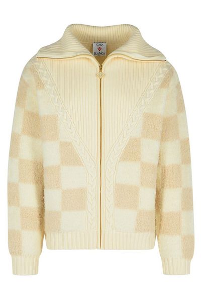 Casablanca Zip-Up Checked Cardigan