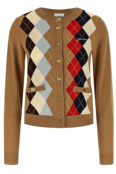 Ganni Argyle Printed Cardigan