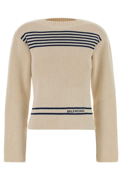 Balenciaga Boatneck Ribbed Knit Sweater