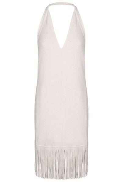 Ferragamo Fringed Knitted Halterneck Dress