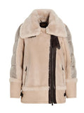 Moorer Shearling Panelled Zip-Up Coat