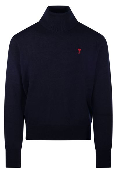 AMI Paris Logo Detailed Roll Neck Sweater