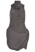 Magda Butrym Draped High-Neck Mini Dress