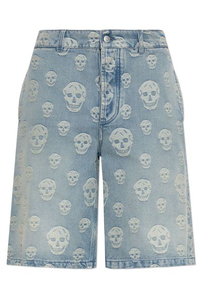 Alexander McQueen Skull Monogram Denim Shorts