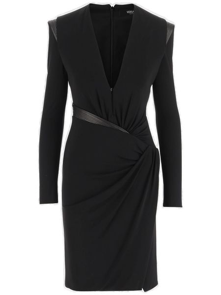 Versace Long-Sleeved V-Neck Dress