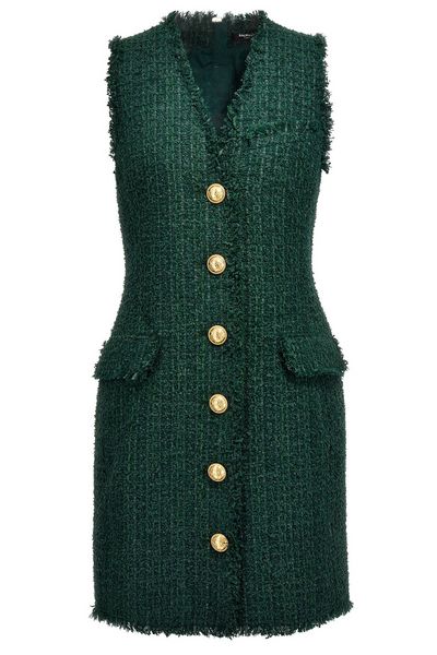 Balmain Sleeveless Tweed Dress