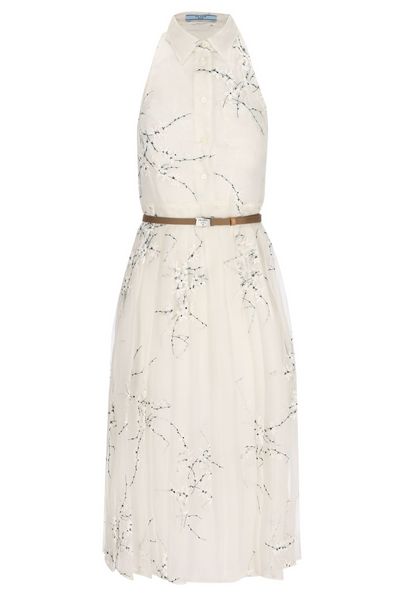 Prada Sleeveless Belted Midi Shirt Dress