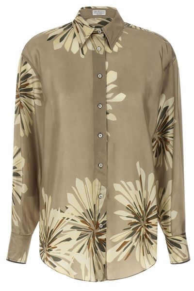 Brunello Cucinelli Floral Printed Long Sleeved Shirt