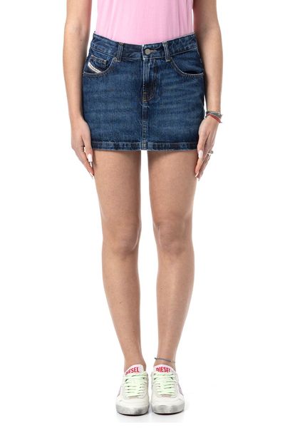 Diesel De-Ron Whiskering Effect Denim Mini Skirt
