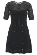 Elisabetta Franchi Herringbone Pattern Embellished Mini Dress