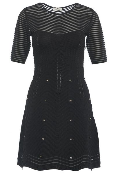 Elisabetta Franchi Herringbone Pattern Embellished Mini Dress
