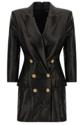 Balmain Double Breasted Leather Blazer Dress