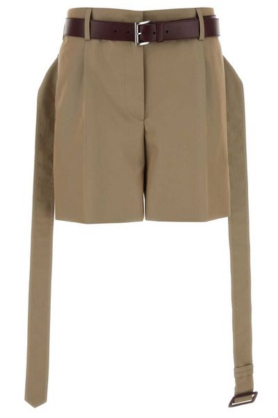 Prada Belted Gabardine Shorts