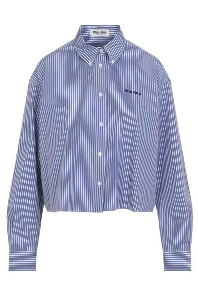 Miu Miu Striped Cropped Shirt