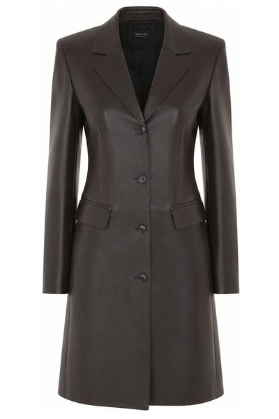 Gucci Single-Breasted Leather Coat