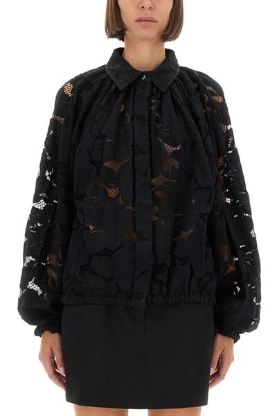 Patou Lace Detailed Collared Top