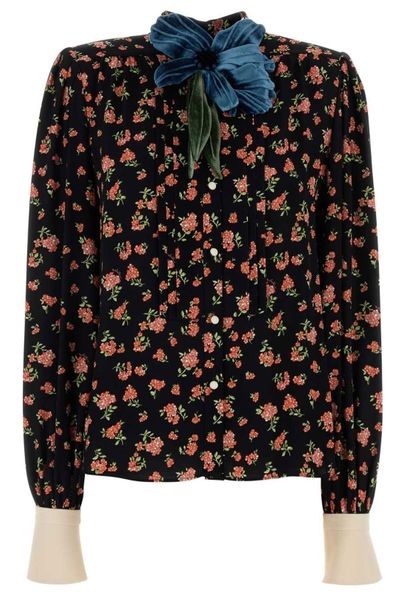Valentino All-Over Floral Patterned Button-Up Top