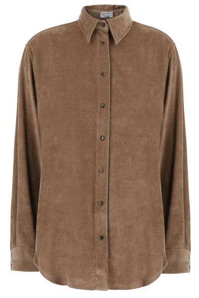 Brunello Cucinelli Monili Detailed Curved Hem Shirt