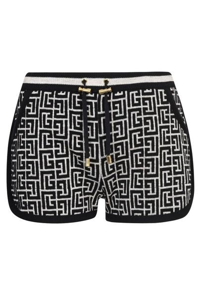 Balmain Monogram Jacquard Drawstring Shorts