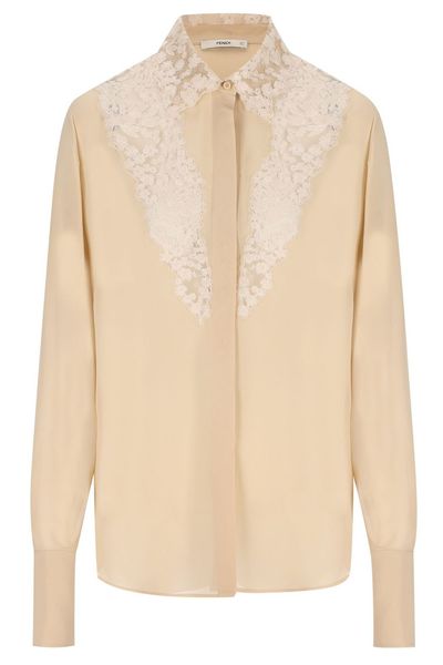 Fendi Lace Detailed Long Sleeved Shirt