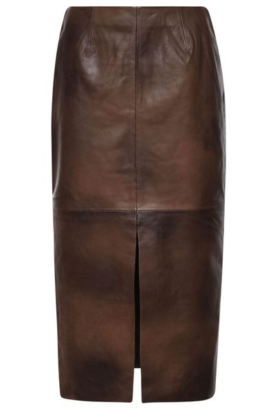 ROTATE Front-Slit Leather Pencil Skirt