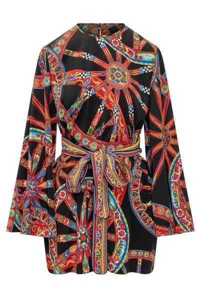 Dolce & Gabbana Carretto-Printed Charmeuse Mini Dress