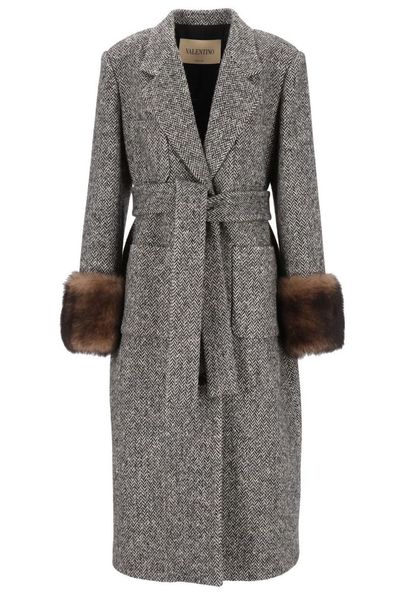 Valentino Herringbone Belted Coat