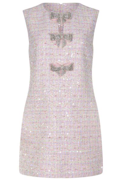 Self-Portrait Sequinned Boucle Bow Mini Dress