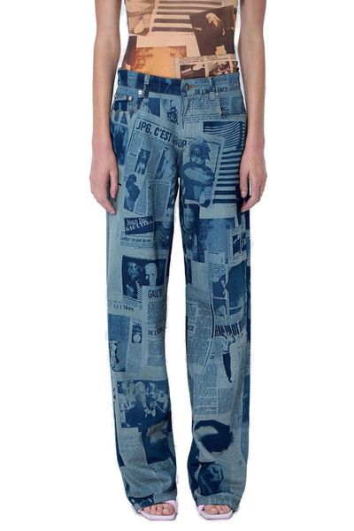 Jean Paul Gaultier Newspaper Print Jeans