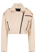 The Mannei Cropped Zip Leather Jacket