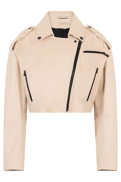 The Mannei Cropped Zip Leather Jacket