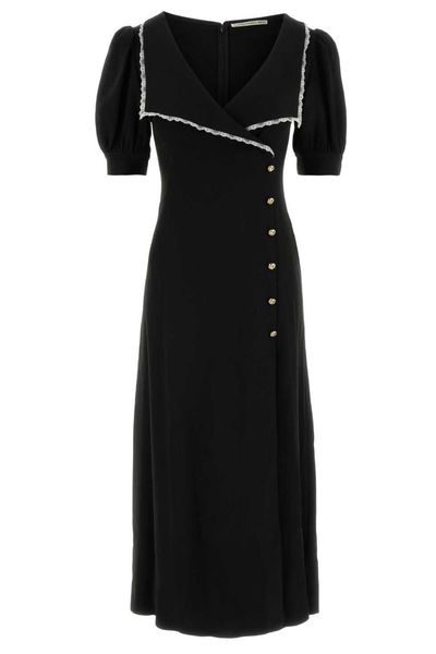 Alessandra Rich Lace Trim Midi Dress
