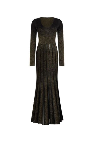 Roberto Cavalli Long-Sleeved Pleated Dress