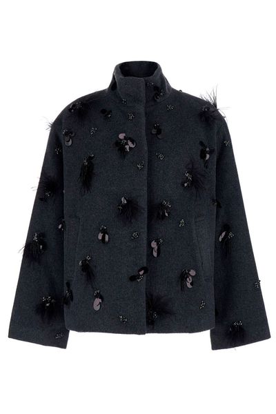 Simkhai Embellished High Neck Coat
