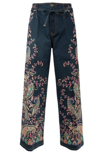 Etro Paisley Printed Wide Leg Cropped Jeans