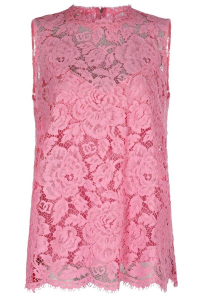 Dolce & Gabbana Branded Floral Cordonetto Lace Top