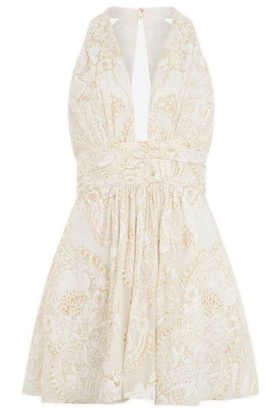 Roberto Cavalli Ornamental Halterneck Mini Dress
