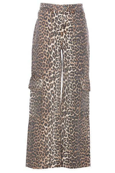 Ganni Leopard Printed Straight Leg Jeans