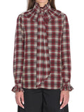 Saint Laurent Checkered Ruffle Detailed Shirt