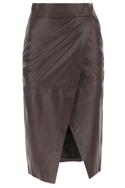 L'Autre Chose Ruched Leather Skirt