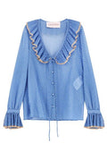 Valentino Polka-Dot Printed Ruffled Blouse