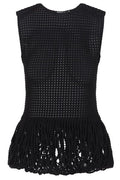 Alaïa Openwork Fringe Peplum Top