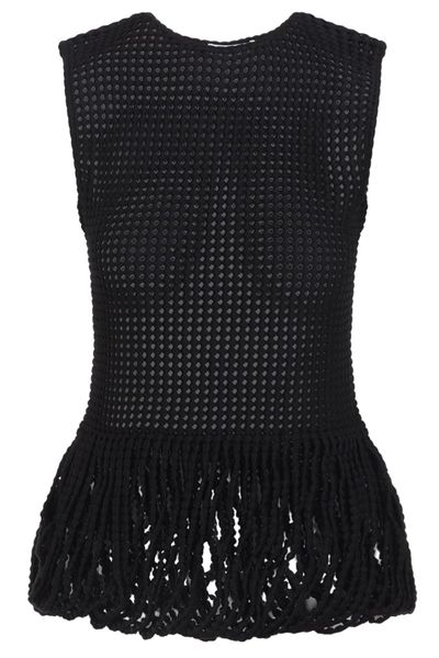 Alaïa Openwork Fringe Peplum Top